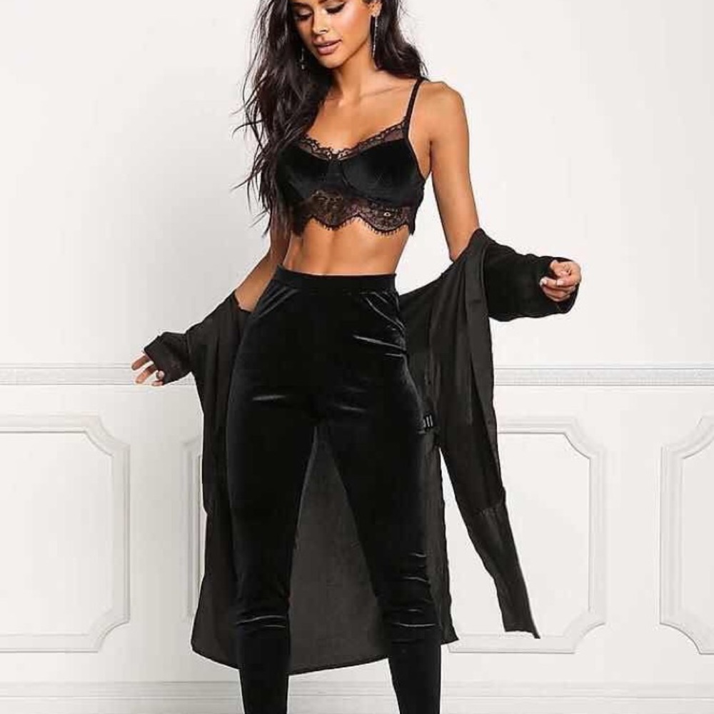 H&M Black Velvet high-waisted leggings